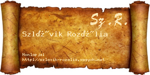 Szlávik Rozália névjegykártya