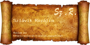 Szlávik Rozália névjegykártya